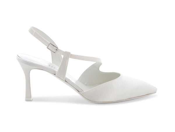 Melluso Décolleté Sposa tallone aperto tomaia tessuto bianco TH1634-215445